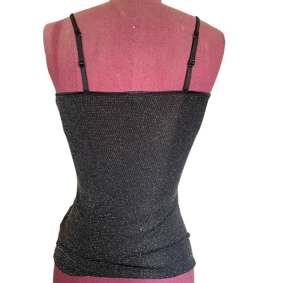 Express Black Stretchy Silver Sparkle Tank Top - Size Small - Medium - Picture 3 of 4